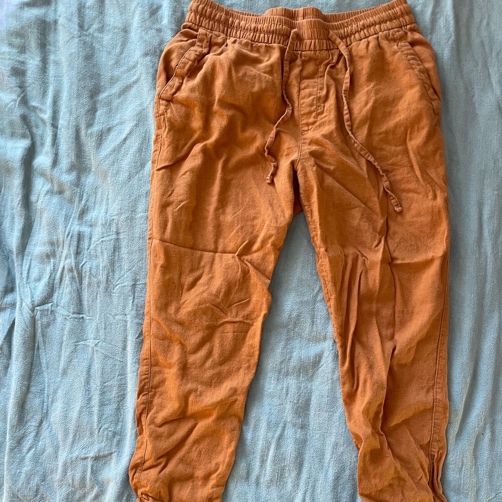 Old navy amber colored linen drawstring pants